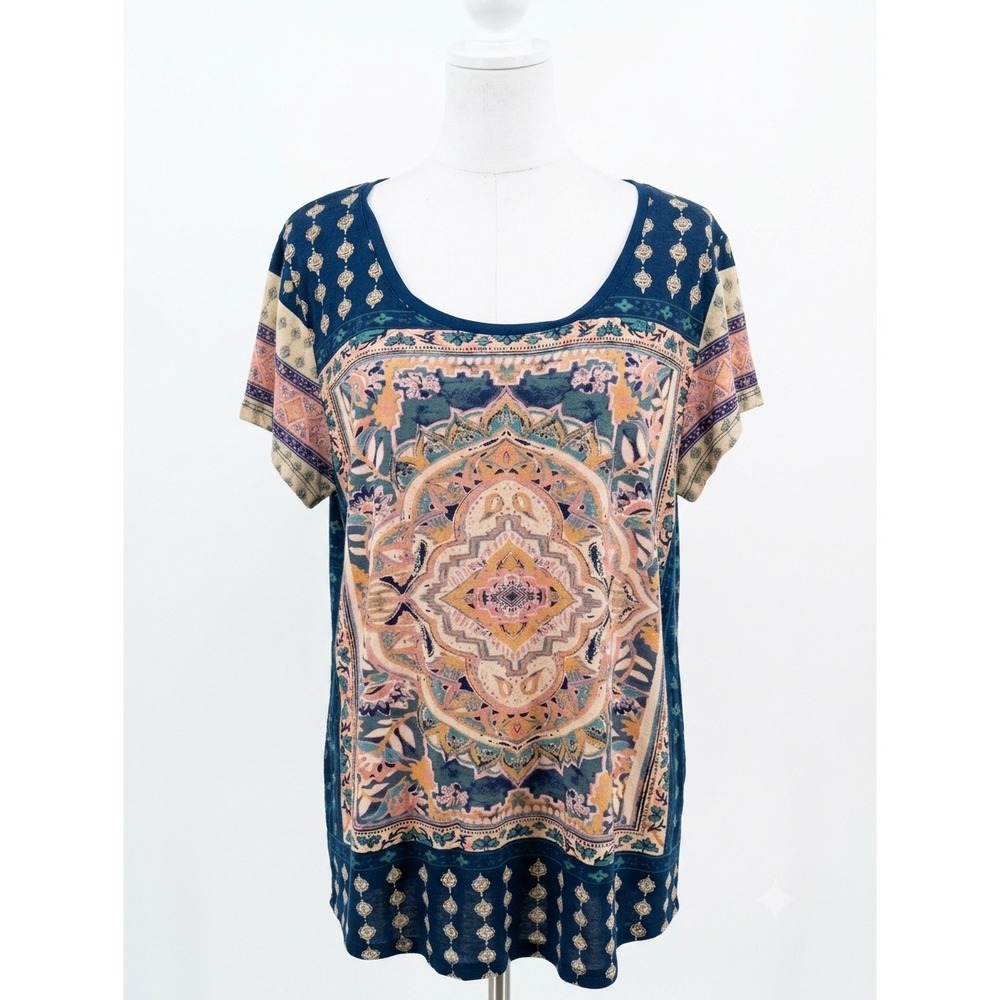 Lucky Brand Persian Carpet Graphic Blouse Size Extra Large